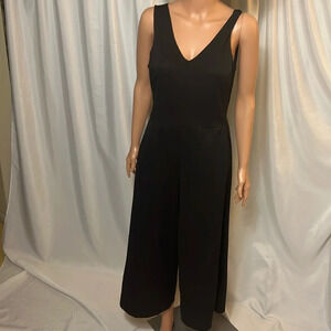 If She Loves Black Wide Leg Jumpsuit Open Back Tie Sleeveless Size L